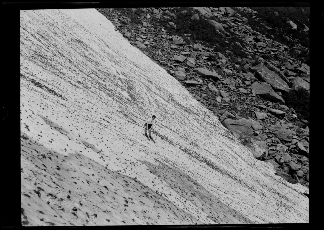 Downhill skier, possibly at Mount Washington