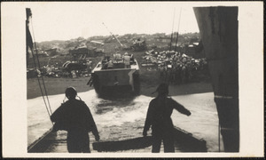 USS LST 795 on the beach in Iwo Jima