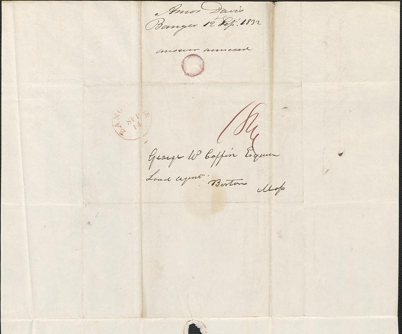 Amos Davis to George Coffin, 12 September 1832