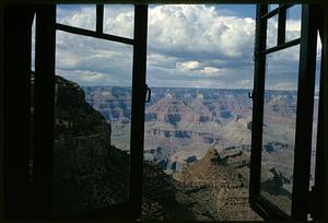 View through open window of Grand Canyon, Arizona