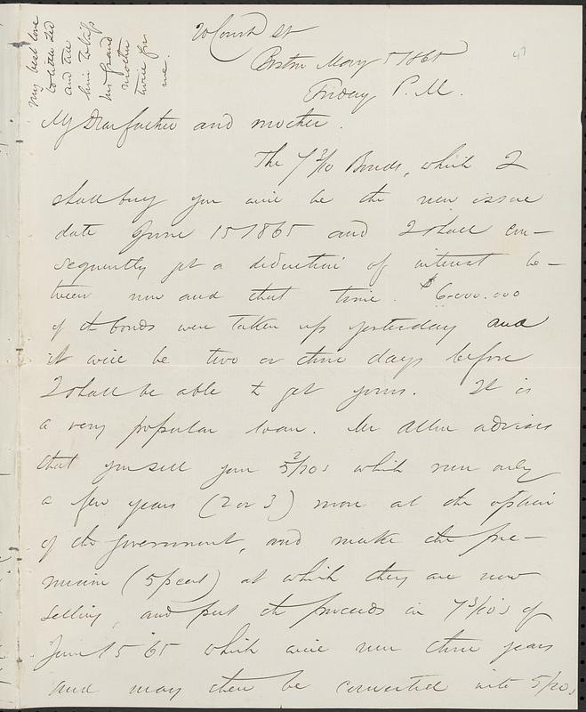 Letter from John D. Long to Zadoc Long and Julia D. Long, May 5, 1865