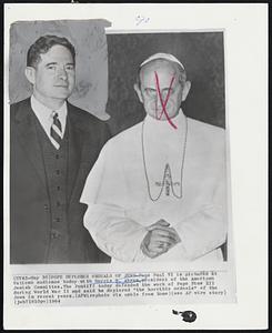 Pope Deplores Ordeals of Jews- Pope Paul VI is pictured at Vatican audience today with Morris B. Abram, president of the American Jewish Committee. The Pontiff today defended the work of Pope Pius XII during the World War II and said he deplored "the horrible ordeals" of the Jewish recent years.