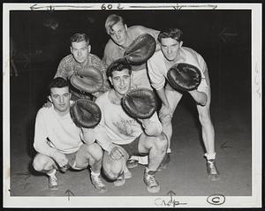 Tufts Backstop Battery Kneeling Walter Marshall Rockland Mass James Sabbour Fall River. Back Win Person West Medford Stan Robinson -Medford Norm Callahan Greenfald.