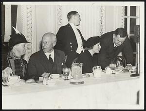 At the head table of the Community Crusade for Human Needs luncheon at the Copley Plaza hotel. Left to right; Mrs. Richard M. Saltonstall, chairman of the excutive board; Charles Francis Adams, president of the Community Federation of Boston; Mrs. Valentine Hollingsworth, chairman of the Crusaders; and Robert Cutler, campaign committee chairman.
