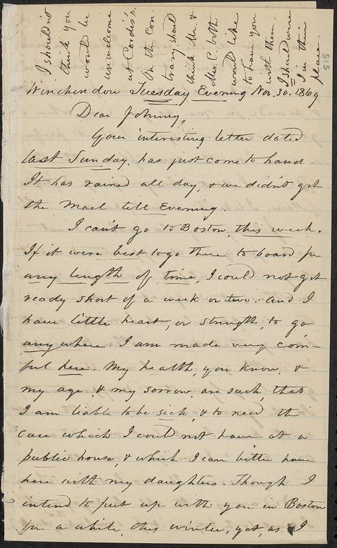 Letter from Zadoc Long to John D. Long, November 30, 1869