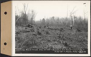 Contract No. 82, Constructing Quabbin Hill Road, Ware, looking back from Sta. 151+00, Ware, Mass., Apr. 25, 1939