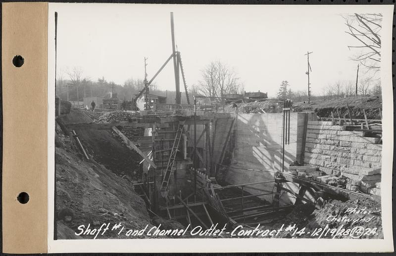 Contract No. 14, East Portion, Wachusett-Coldbrook Tunnel, West Boylston, Holden, Rutland, Shaft 1 and channel outlet, West Boylston, Mass., Dec. 19, 1928