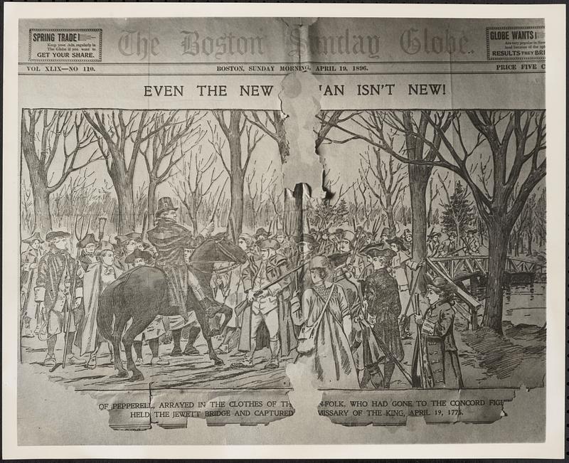 Prudence Wright leads women in capturing Tory (photograph of Boston Sunday Globe front page, April 19, 1896)