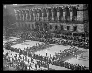 West Point cadets parade past Boston Public Library in Copley