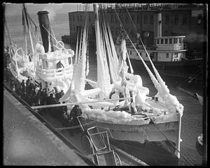 Ice covered trawler. T-wharf