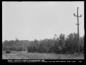 Wachusett Department, Wachusett-Sudbury power transmission line, transposition poles, Wachusett Aqueduct, covered portion, Northborough, Mass., Aug. 1, 1918