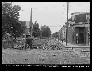 Distribution Department, Southern High Service Pipe Lines, Section 47, corner of Washington Street and Fairbanks Street, looking north, Brighton, Mass., Aug. 5, 1918