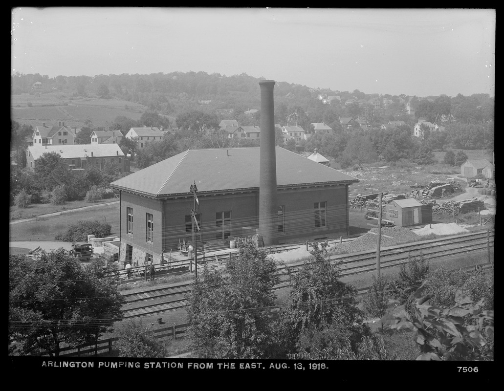 Distribution Department, Arlington Pumping Station, from the east, Arlington, Mass., Aug. 13, 1918