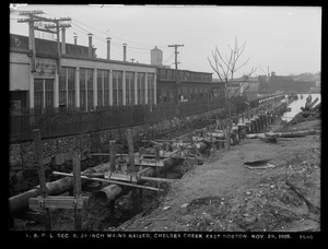 Distribution Department, Low Service Pipe Lines, Section 8, 24-inch mains raised, Chelsea Creek, East Boston, Mass., Nov. 29, 1918