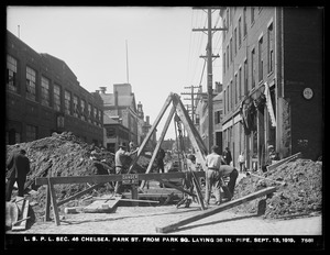 Distribution Department, Low Service Pipe Lines, Section 46, laying 36-inch pipe in Park Street from Park Square, Chelsea, Mass., Sep. 13, 1919