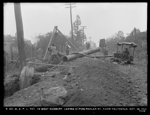 Distribution Department, Southern Extra High Service Pipe Lines, Section 44, laying 12-inch pipe in Poplar Street from Hautevale, West Roxbury, Mass., Oct. 16, 1919