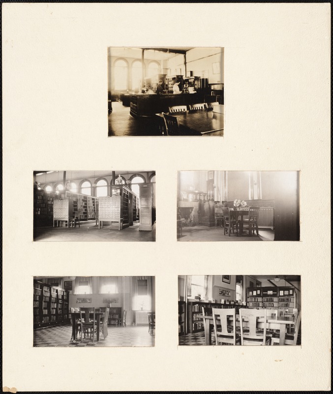 Collage of interior pictures of the Tufts Library