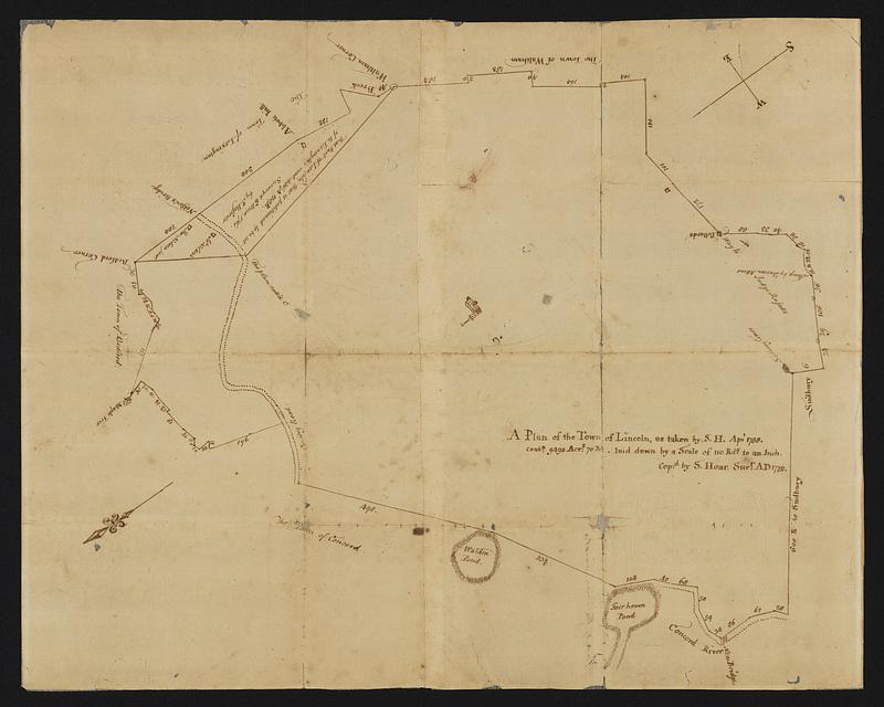 A plan of the Town of Lincoln as taken S.H. Apr 1758 cont' 9493 acr's 70 R[d]