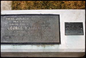 Japanese cherry trees plaque, Salt Lake City, Utah