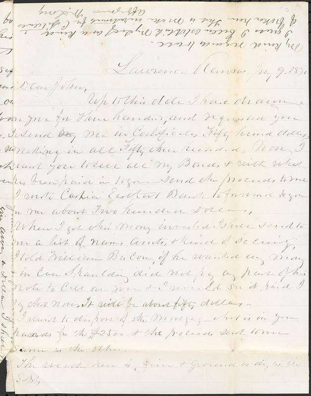 Letter from Zadoc Long to John D. Long, July 9, 1871