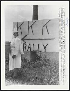Mrs. Eloise Witte, who bills herself as Empress of the Ohio Knights of the Ku Klux Klan was on hand early yesterday for what she expected would be 1000 to 5000 persons attending the four day conclave to revive the clan in Ohio. About 250 showed, mostly curious.