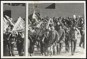 City Hall Plaza - protestors leave and march to telephone Co. -