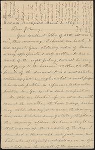 Letter from Zadoc Long to John D. Long, March 3, 1869