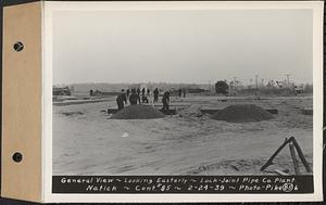 Contract No. 85, Manufacture and Delivery of Precast Concrete Steel Cylinder Pipe, Southborough, Framingham, Wayland, Natick, Weston, general view, looking easterly, Natick, Mass., Feb. 24, 1939