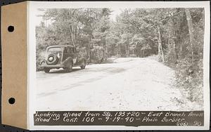 Contract No. 106, Improvement of Access Roads, Middle and East Branch Regulating Dams, and Quabbin Reservoir Area, Hardwick, Petersham, New Salem, Belchertown, looking ahead from Sta. 193+20, East Branch access road, Belchertown, Mass., Sep. 19, 1940