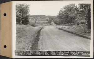 Contract No. 106, Improvement of Access Roads, Middle and East Branch Regulating Dams, and Quabbin Reservoir Area, Hardwick, Petersham, New Salem, Belchertown, looking back from Sta. 33+00, Blue Meadow Road, Belchertown, Mass., Sep. 19, 1945