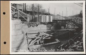 Contract No. 19, Dam and Substructure of Ware River Intake Works at Shaft 8, Wachusett-Coldbrook Tunnel, Barre, dam facing and Venturi meter outlet, Shaft 8, Barre, Mass., Nov. 30, 1929
