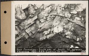 Contract No. 20, Coldbrook-Swift Tunnel, Barre, Hardwick, Greenwich, rock formation, south side of Shaft 12 between elevations 480-499, Hardwick, Mass., Aug. 7, 1931