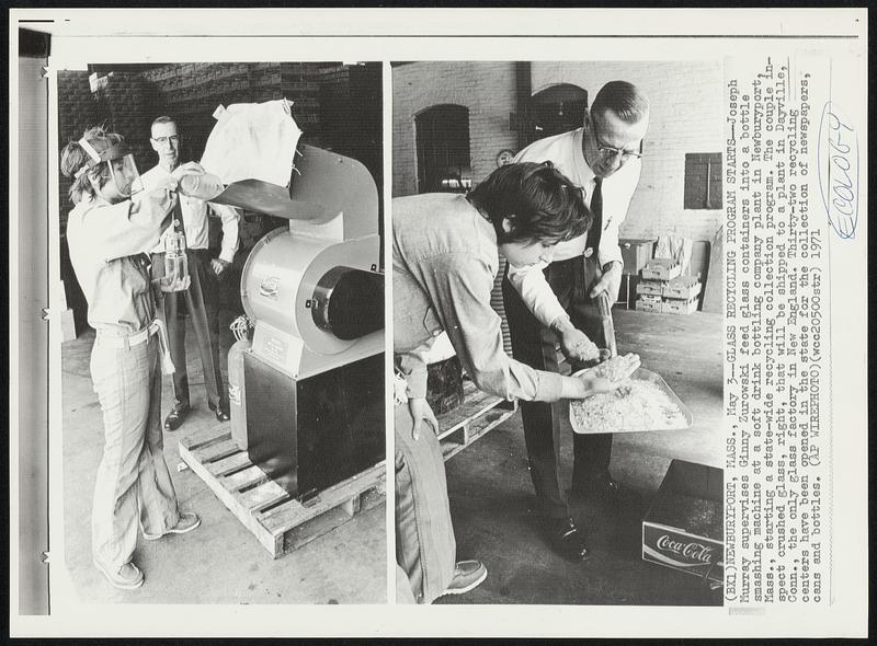 Glass Recycling Program Starts Joseph Murray supervises Ginny