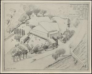 An drawing of a concert hall in Ein Gev, Israel