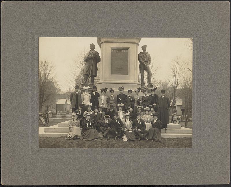 Pepperell group in front of Fitchburg war memorial