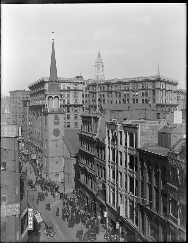 Old South Meeting House, view of Washington Street and Milk Street