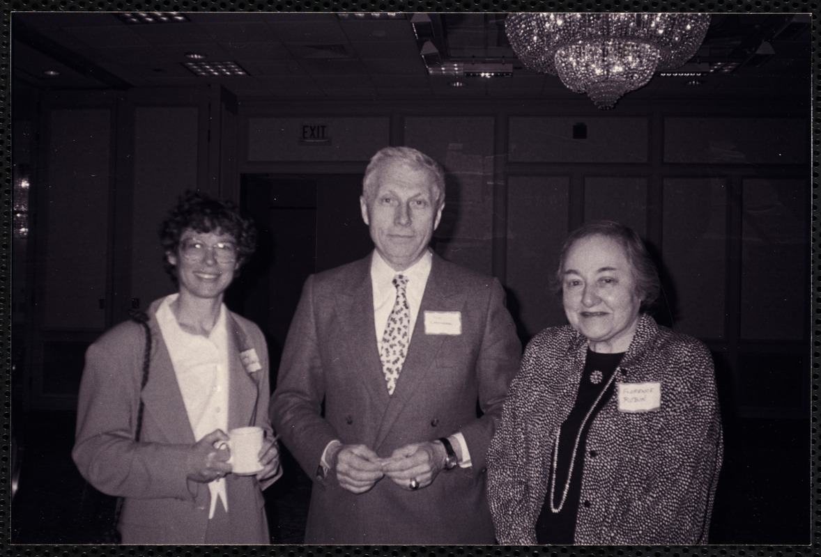 Newton Free Library, Newton, MA. Communications & Programs Office. Mayor Thomas B. Concannon, Jr., Kathy Glick-Weil, Florence Rubin, trustee at Book & Author Lunch