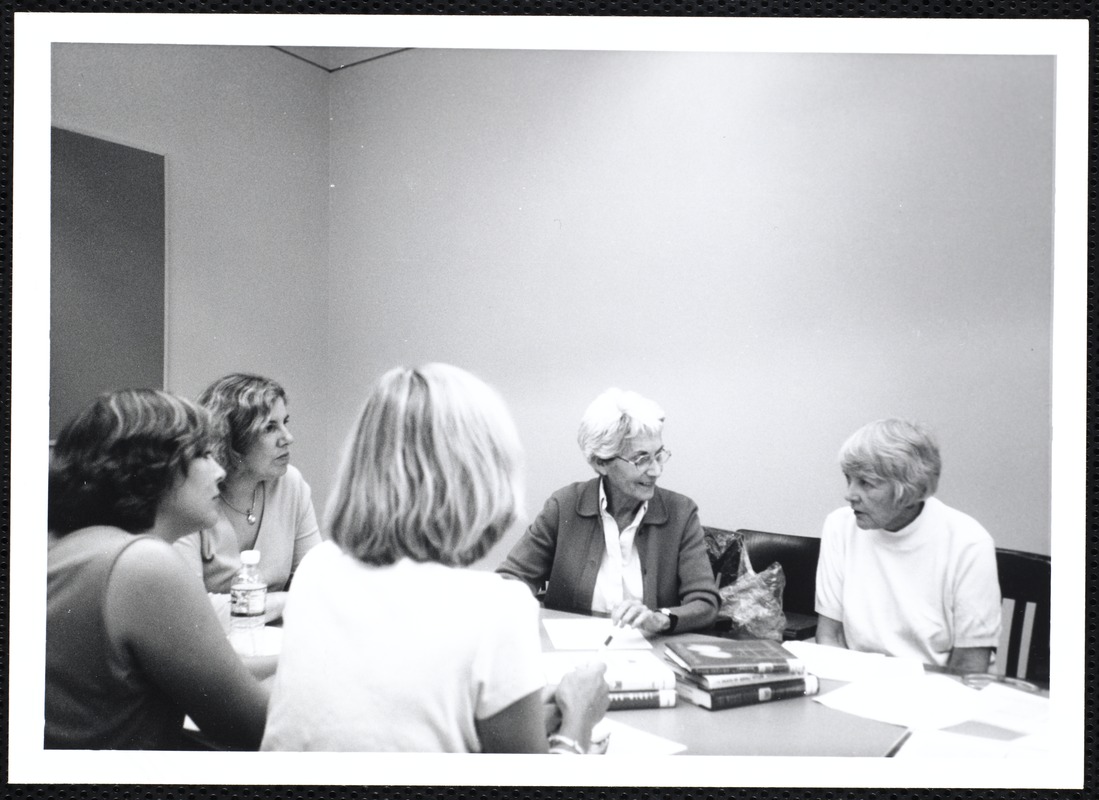 Newton Free Library, Newton, MA. Communications & Programs Office. Meeting: 5 women