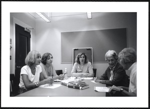 Newton Free Library, Newton, MA. Communications & Programs Office. Meeting: 5 women
