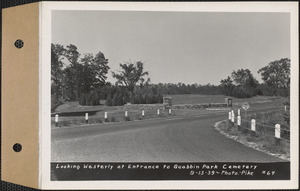 Looking westerly at entrance to Quabbin Park Cemetery, Ware, Mass., Sept. 13, 1939