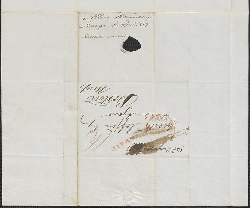 Allen Haines to George Coffin, 16 December 1837