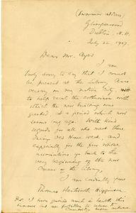 Handwritten letter to Clarence Walter Ayer, 1907 July 22