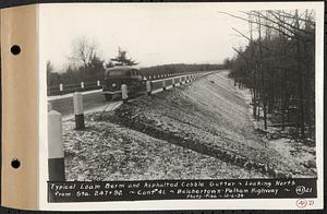 Contract No. 41, Extension of Belchertown-Pelham Highway, Belchertown, Pelham, typical loam berm and asphalted cobble gutter, looking north from Sta. 247+92, Belchertown and Pelham, Mass., Dec. 6, 1934