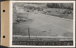 Contract No. 56, Administration Buildings, Main Dam, Belchertown, looking northerly at apron and wall in front of patrol building, Belchertown, Mass., Sep. 14, 1938