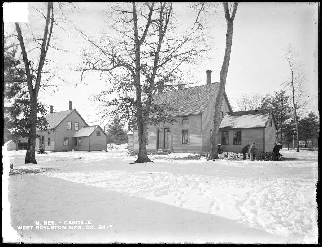Wachusett Reservoir, West Boylston Manufacturing Company's houses, back of those on the south side of Holden Street, from the north, Oakdale, West Boylston, Mass., Dec. 28, 1896