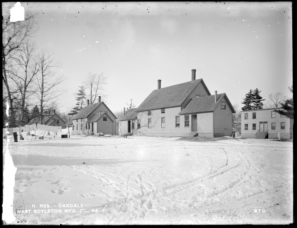Wachusett Reservoir, West Boylston Manufacturing Company's houses, on the south side of Holden Street, from the southeast, Oakdale, West Boylston, Mass., Dec. 28, 1896