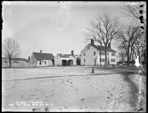Wachusett Reservoir, West Boylston Manufacturing Company's houses, on the east side of North Main Street, just east of Worcester, Nashua & Portland Railroad crossing, from the southwest near North Main Street, Oakdale, West Boylston, Mass., Dec. 28, 1896