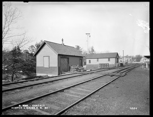 Wachusett Reservoir, Boston & Maine Railroad's section house and freight house, from the south on the Worcester, Nashua & Portland Railroad tracks, Oakdale, West Boylston, Mass., Jan. 13, 1897