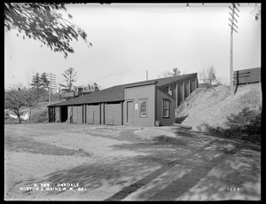 Wachusett Reservoir, Boston & Maine Railroad's coal shed, near the north side of Holden Street, from the south in Holden Street, Oakdale, West Boylston, Mass., Jan. 13, 1897