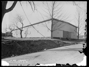 Wachusett Reservoir, Boston & Maine Railroad's freight house, on the west side of North Main Street, near the corner of Holden Street, from the east in North Main Street, Oakdale, West Boylston, Mass., Jan. 13, 1897